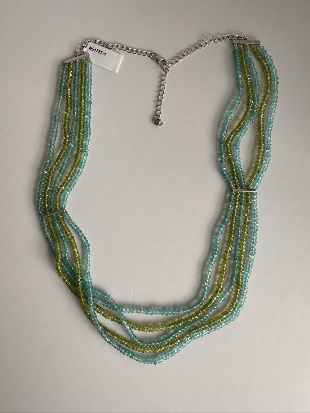 Aqua and Lime Multi-Strand Beaded Necklace